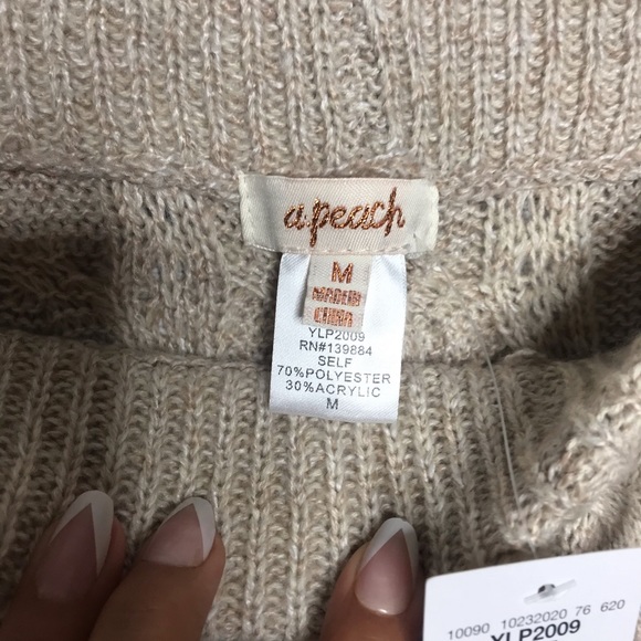 A. Peach Cable Knit Wide Leg Pant - Picture 6 of 10